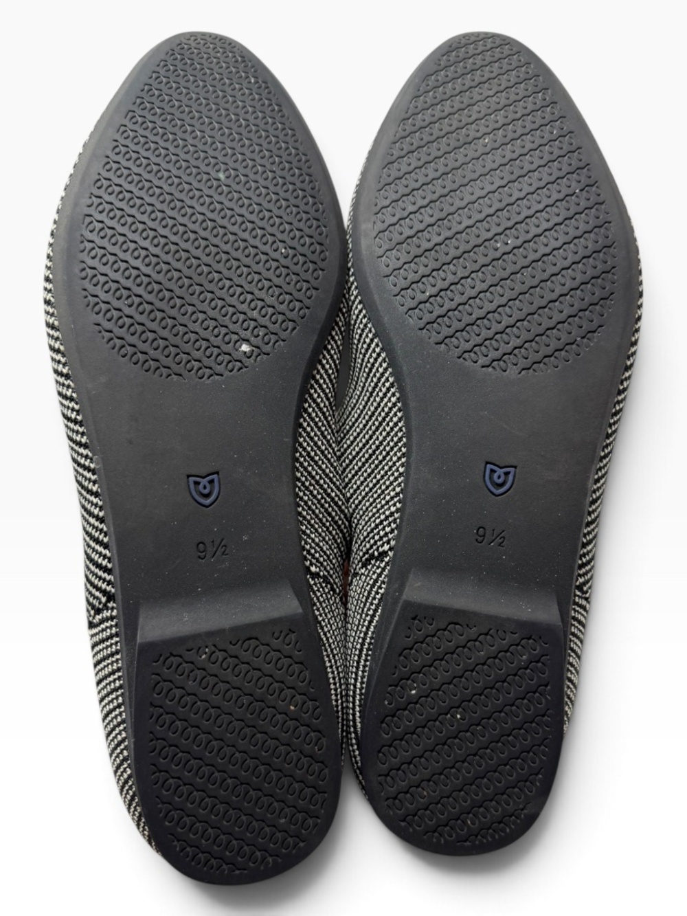Rothy's The Almond Loafer Women's 9.5 Black White Knit Flats Blue Trim - Picture 6 of 11
